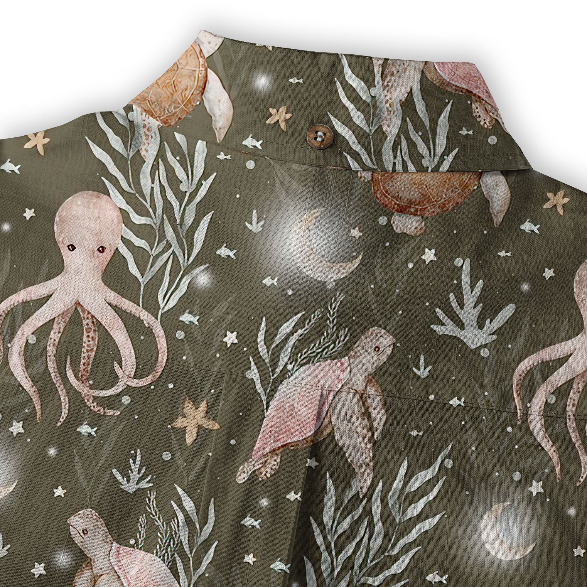 Ocean Animals Hawaiian Button Up Shirt, Turtle Summer Beach Shirt - The Palmix