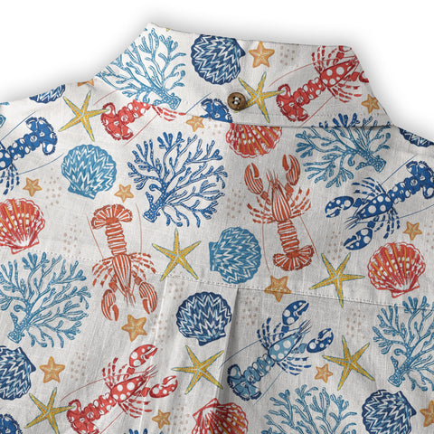 Ocean Animals Hawaiian Button Up Shirt, Optopus Summer Beach Shirt - The Palmix