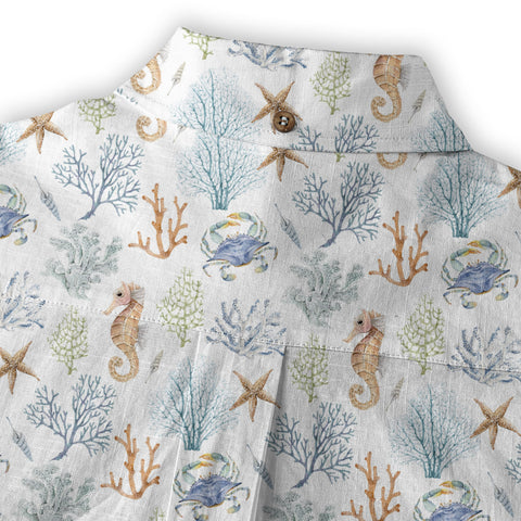 Ocean Animals Hawaiian Button Up Shirt, Optopus Summer Beach Shirt - The Palmix