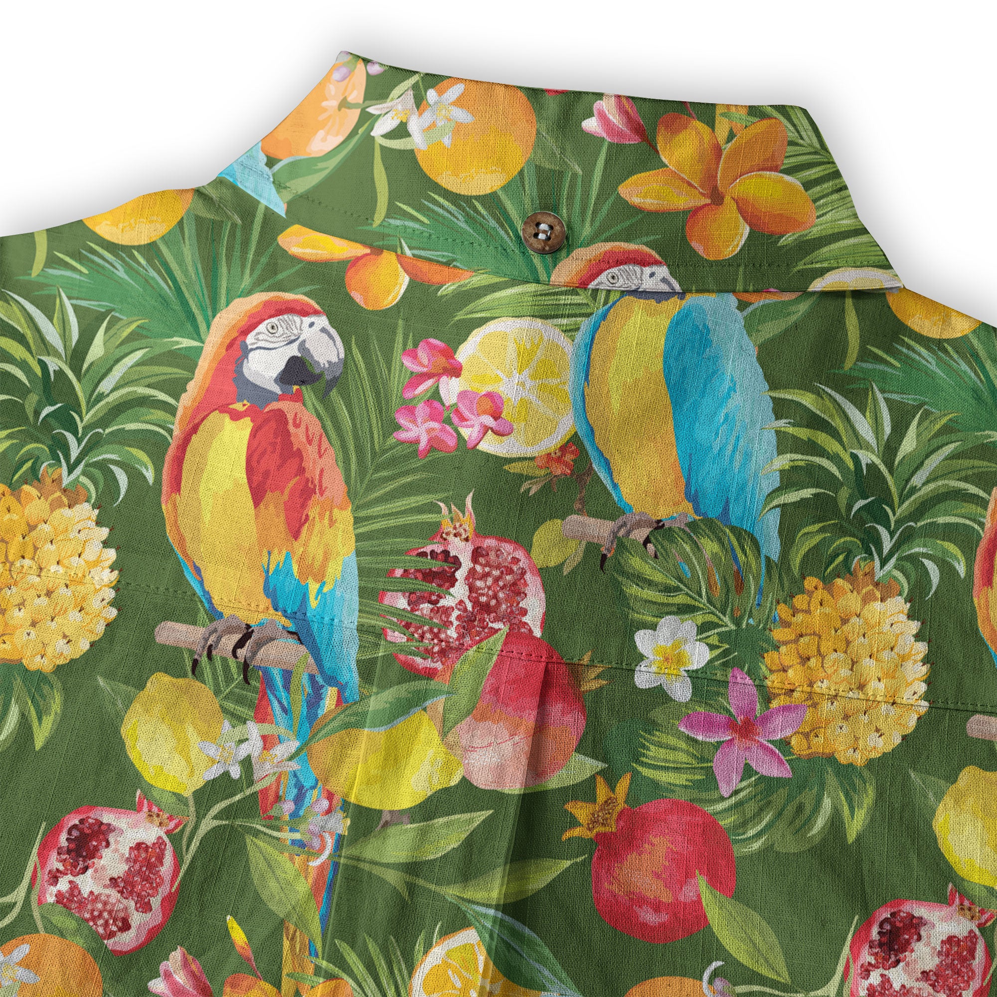 Parrot Hawaiian Button Up Shirt, Aloha Pattern Summer Beach Shirt - The Palmix