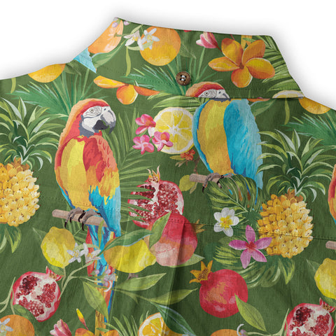 Parrot Hawaiian Button Up Shirt, Aloha Pattern Summer Beach Shirt - The Palmix