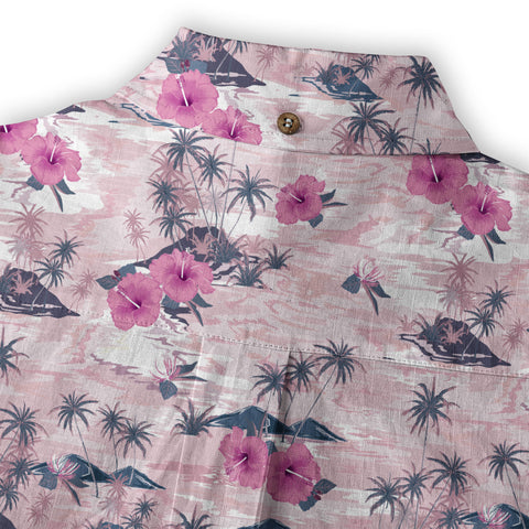 Monotone Vintage Pink Island Summer Hawaii Shirt - The Palmix