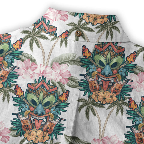 Tiki Mask Pattern Hawaii Shirt for Men, Aloha Pattern Shirt - The Palmix