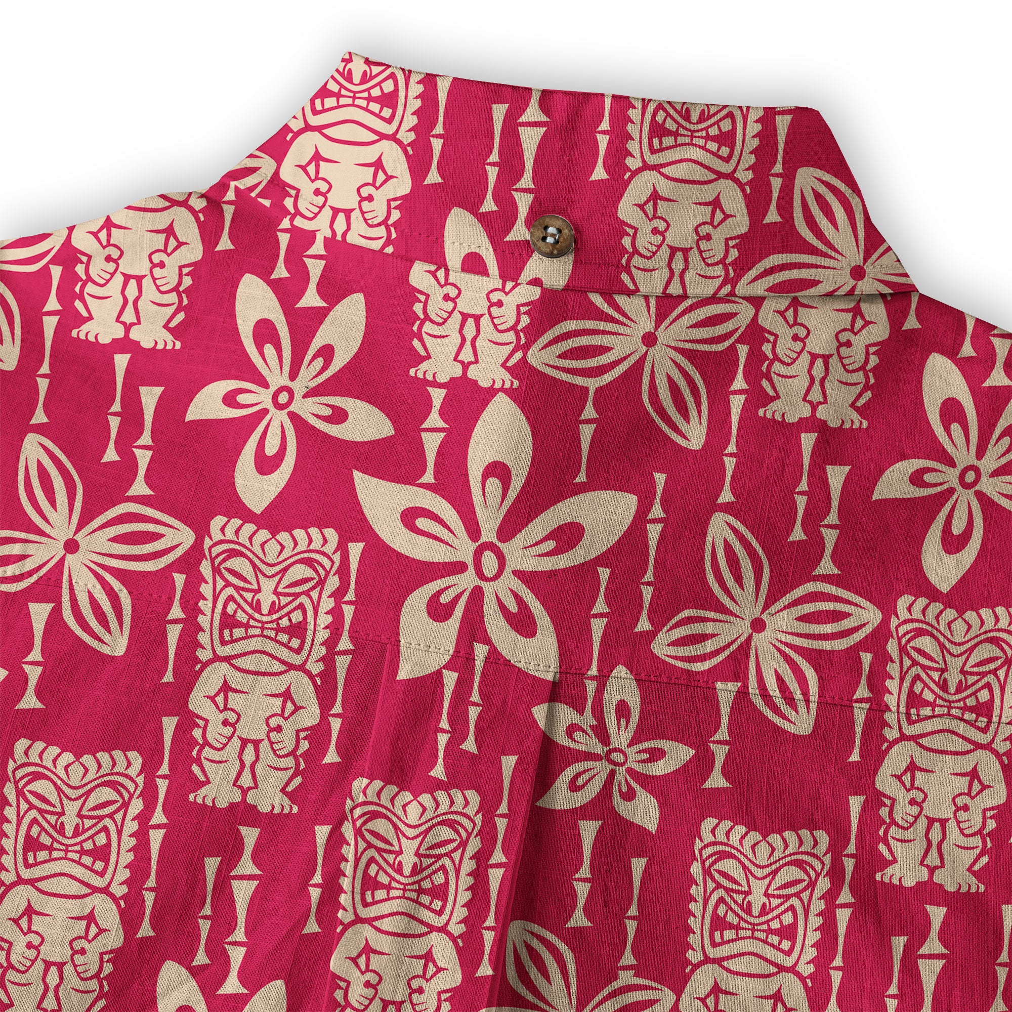Tiki Mask Pattern Hawaii Shirt for Men, Aloha Flowers Hawaii Shirt - The Palmix