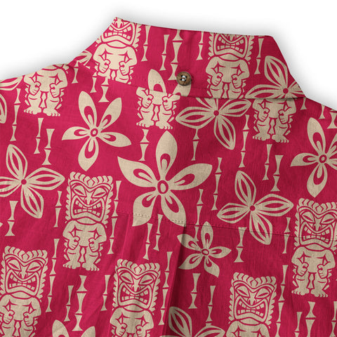 Tiki Mask Pattern Hawaii Shirt for Men, Aloha Flowers Hawaii Shirt - The Palmix