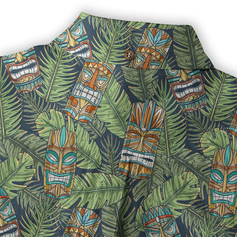 Surfing Tiki Mask Pattern Hawaii Shirt for Men, Aloha Flamingo Pattern Hawaii Shirt - The Palmix