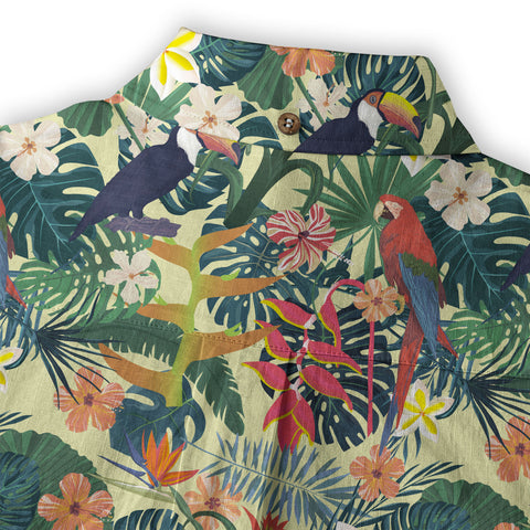 Vintage Parrots Hawaii Shirt for Men, Aloha Pattern Hawaii Shirt - The Palmix