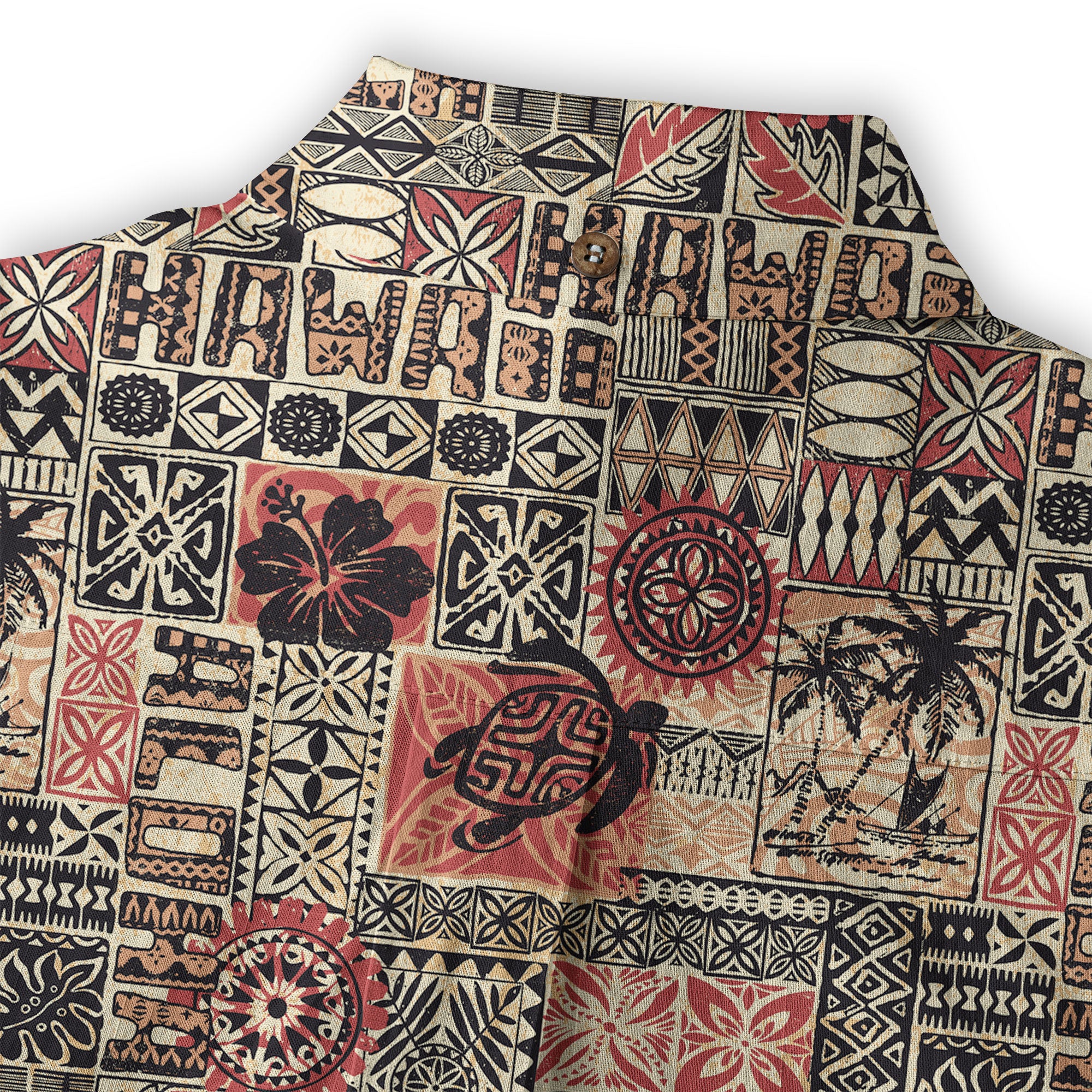 Hawaiian Tapa Style Tribal Pattern Shirt - The Palmix
