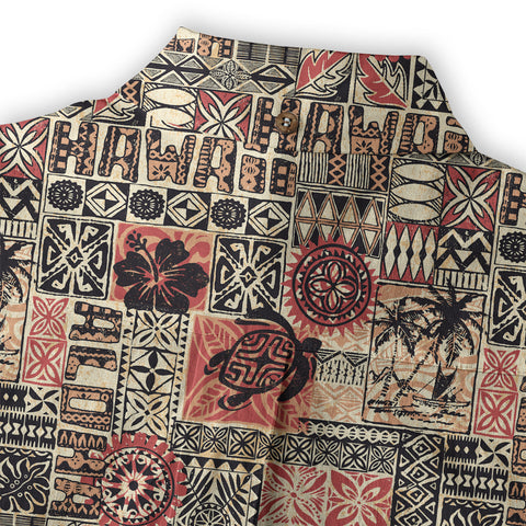 Hawaiian Tapa Style Tribal Pattern Shirt - The Palmix