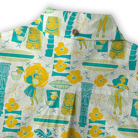 Surfing Tiki Mask Pattern Hawaii Shirt for Men, Tiki Mask Hawaiian Shirt - The Palmix