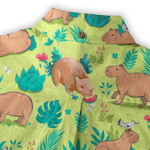 Tropical Capybara Hawaiian Shirt Aloha Funny Beach Capybara Shirt - The Palmix