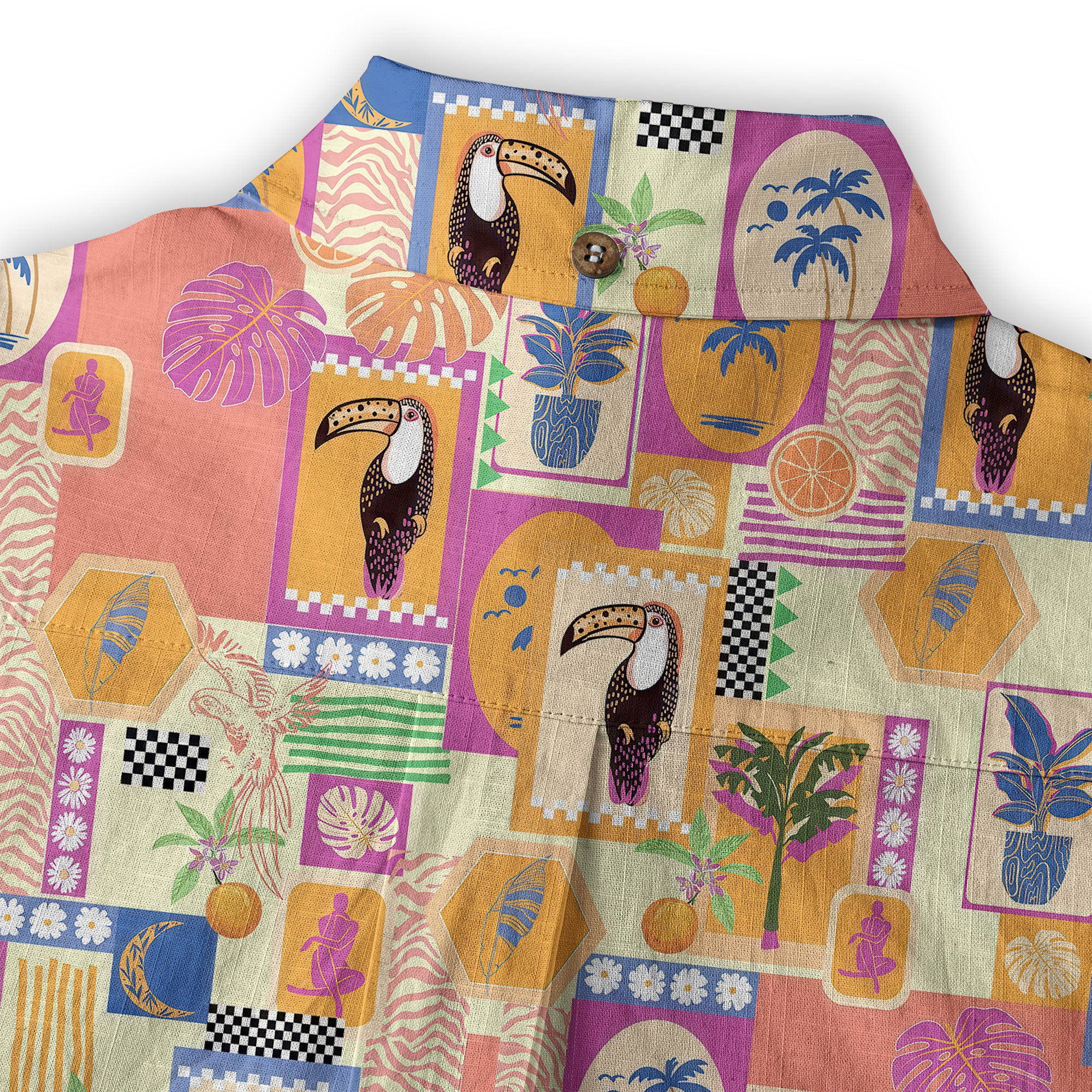 Vintage Tropical Parrots Butterfly Hawaiian Shirt Colorful Garden Flowers Shirt - The Palmix