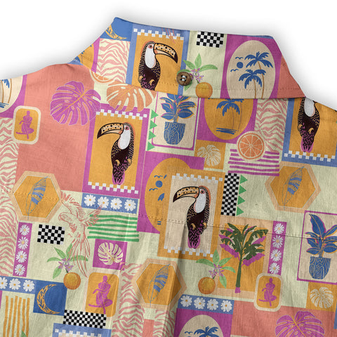 Vintage Tropical Parrots Butterfly Hawaiian Shirt Colorful Garden Flowers Shirt - The Palmix