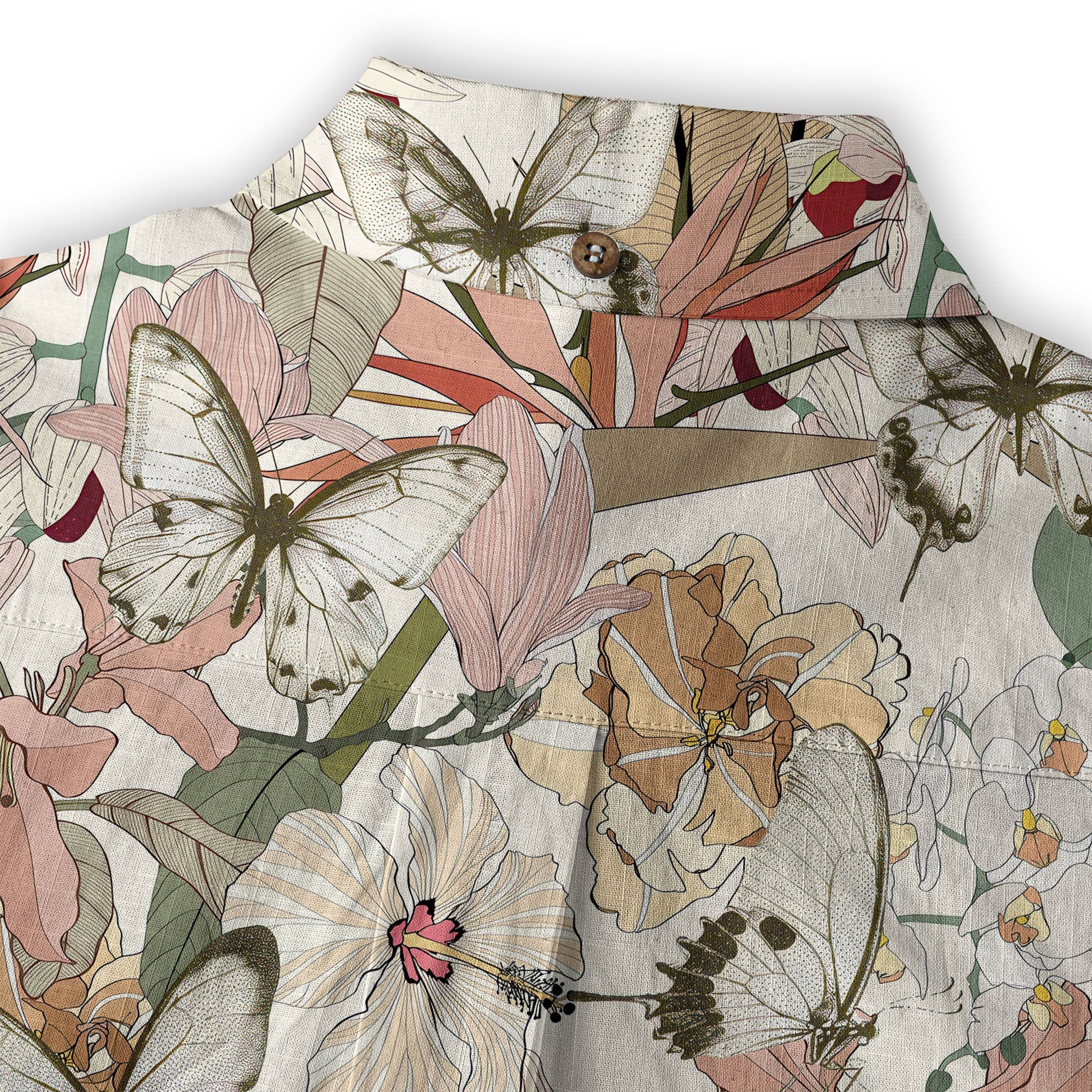 Vintage Tropical Parrots Butterfly Hawaiian Shirt Colorful Garden Flowers Shirt - The Palmix