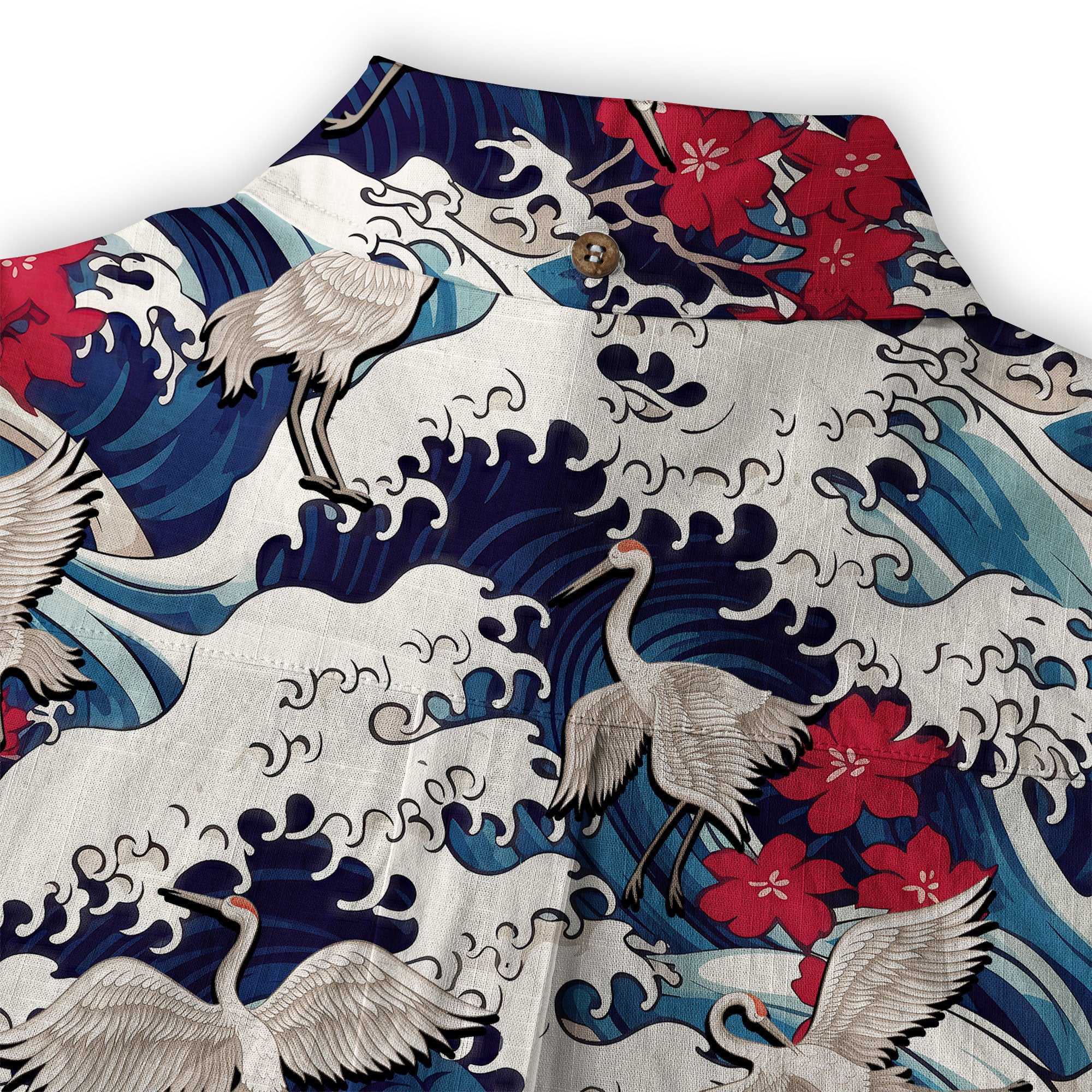 Crane Sakura Japanese Hawaiian Shirt Ocean Wave Koi Carp Fish Hawaiian - The Palmix