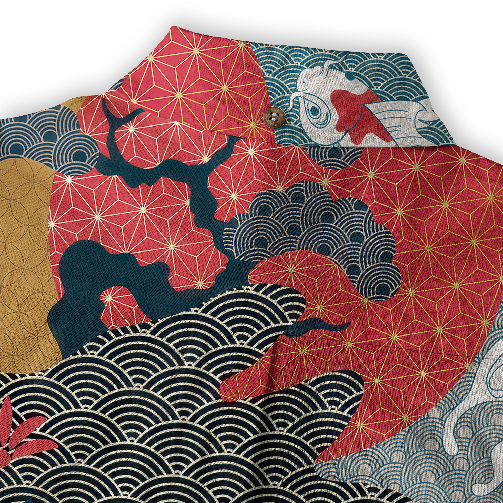 Crane Sakura Japanese Hawaiian Shirt Ocean Wave Koi Carp Fish Hawaiian - The Palmix