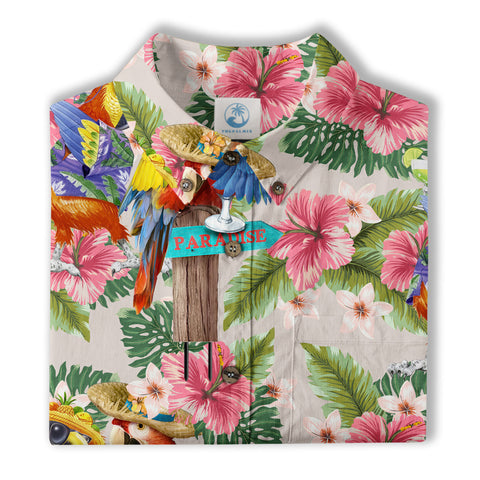 Parrot Aloha Hawaiian Shirt, Parrot Cocktail Hawaiian Shirt - The Palmix