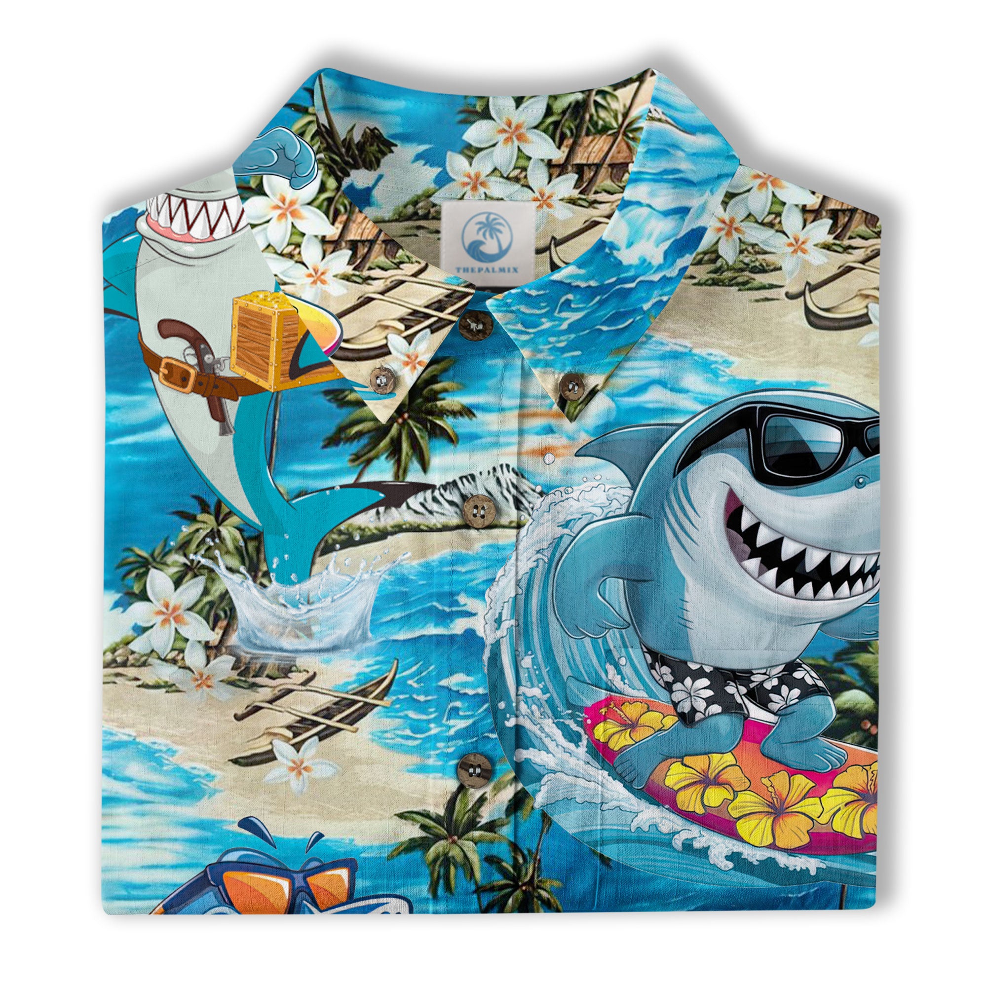 Funny Sharks Aloha Hawaiian Shirt, Ocean Shark Aloha Hawaiian Shirt - The Palmix