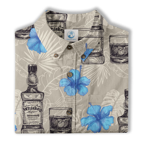 Whiskey Hawaiian Shirt, Whiskey Shirt Whisky Short-sleeve Hawaiian Shirt Cocktail Aloha Shirt - The Palmix