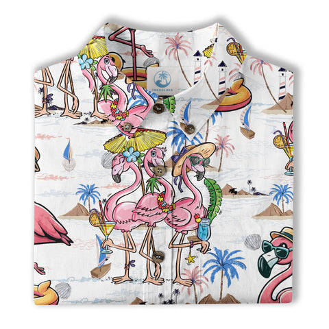 Flamingo Aloha Hawaii Shirt, Flamingo Summer Beach Hawaii Shirt - The Palmix