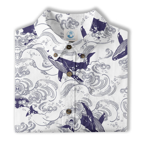 Whale Hawaiian Pattern, Ocean Animals Hawaii Shirt - The Palmix