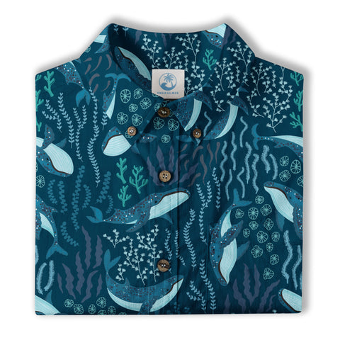 Humpback Whales Hawaii Shirt, Ocean Animals Button Up Shirt - The Palmix