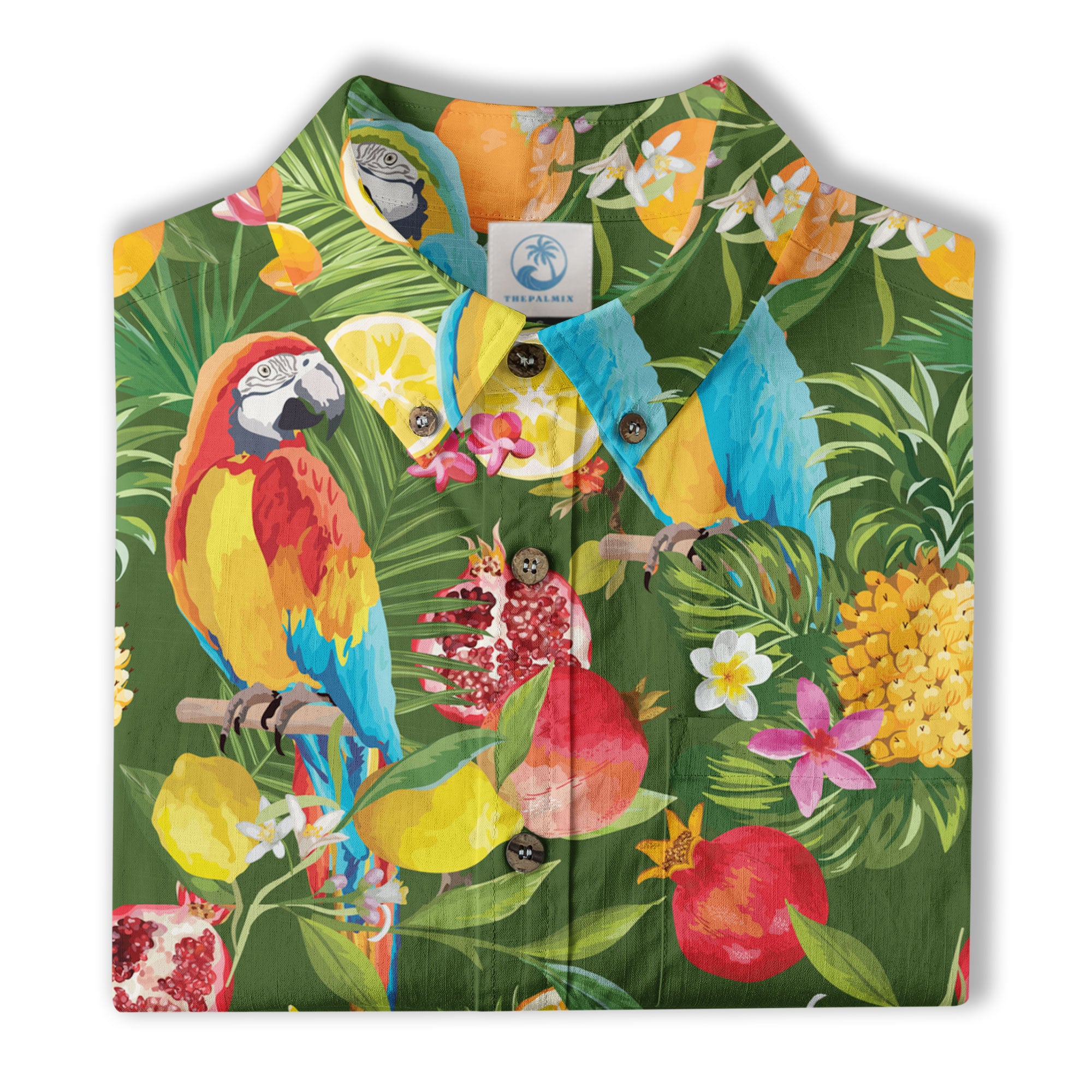 Parrot Hawaiian Button Up Shirt, Aloha Pattern Summer Beach Shirt - The Palmix