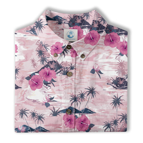Monotone Vintage Pink Island Summer Hawaii Shirt - The Palmix