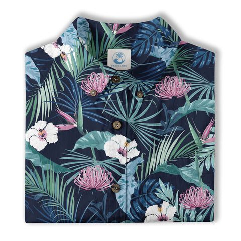 Vintage Dark Aloha Pattern Hawaii Shirt - The Palmix