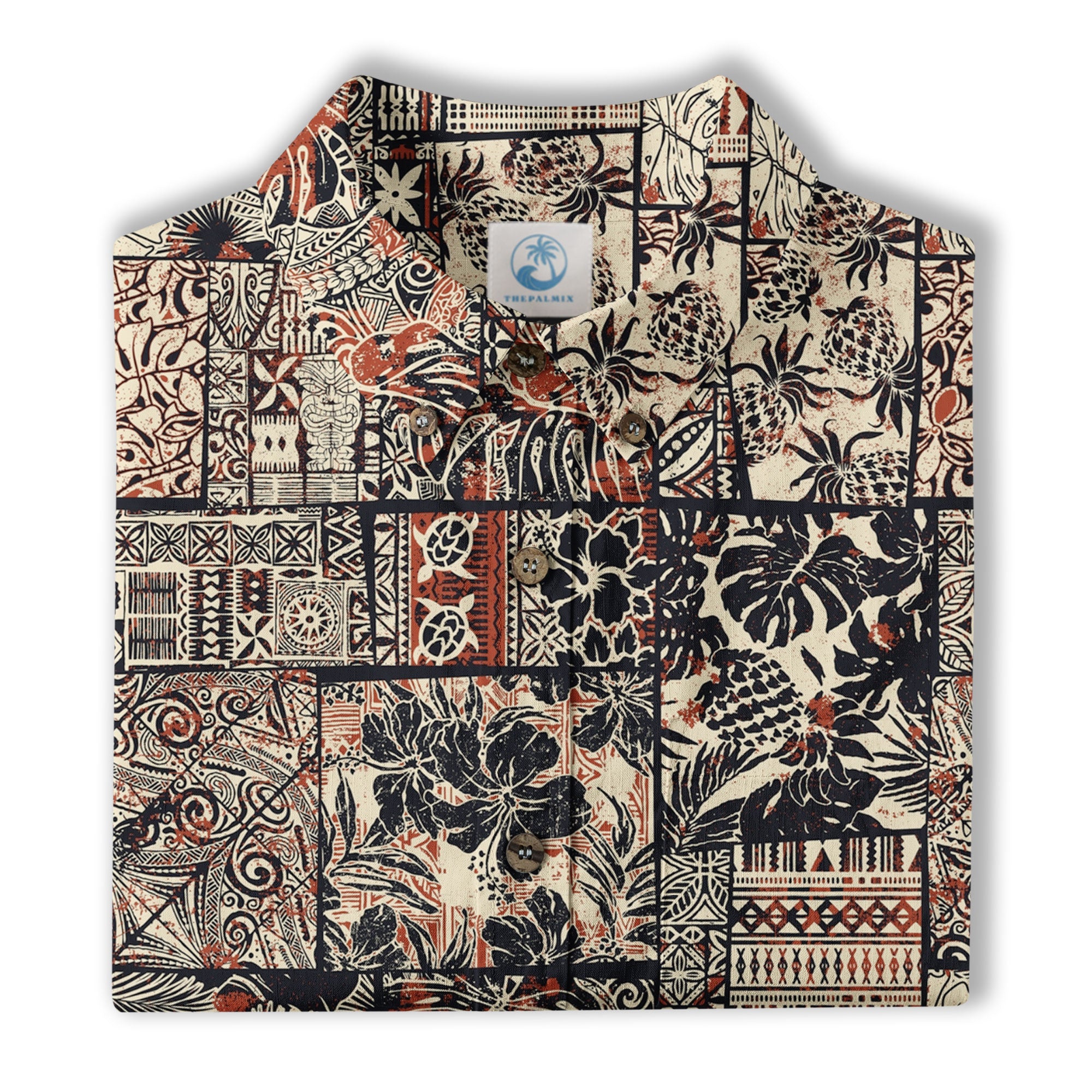 Retro Polynesian Flowers Hawaii Shirt, Aloha Pattern Hawaii Shirt - The Palmix