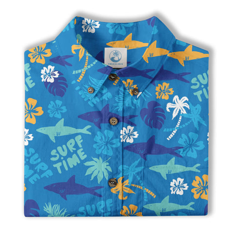 Surf Time Hibiscus Flowers Hawaii Shirt, Aloha Pattern Hawaii Shirt - The Palmix