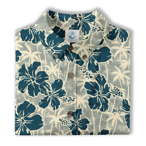 Hibiscus Flowers With Palm Tree Hawaii Shirt - The Palmix
