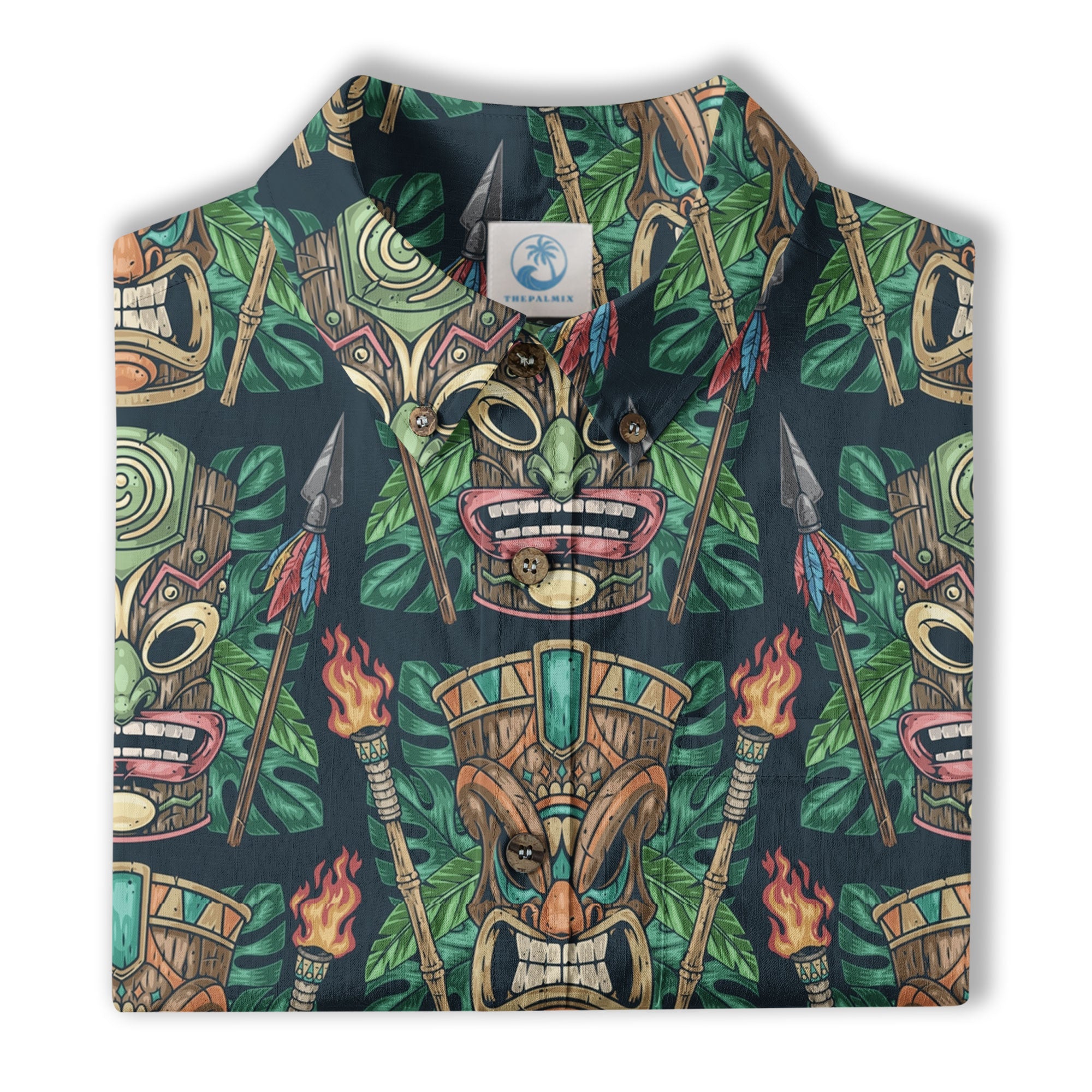 Exotic Tiki Mask Pattern Hawaii Shirt for Men - The Palmix