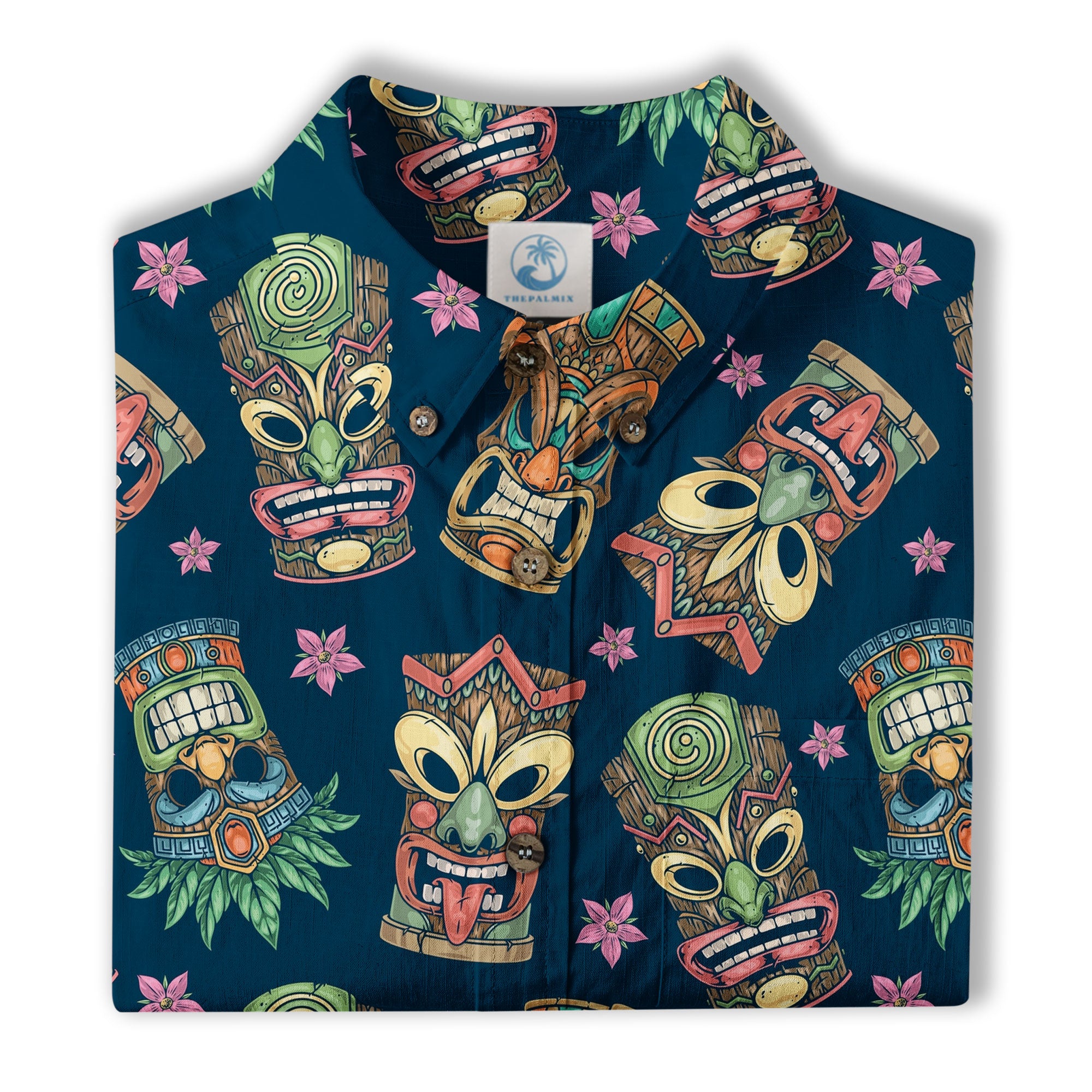 Tiki Mask Pattern Hawaii Shirt for Men, Aloha Hawaii Shirt - The Palmix