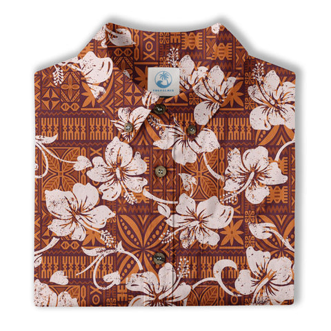 Vintage Tribal Hawaii Shirt for Men, Aloha Pattern Hawaii Shirt - The Palmix
