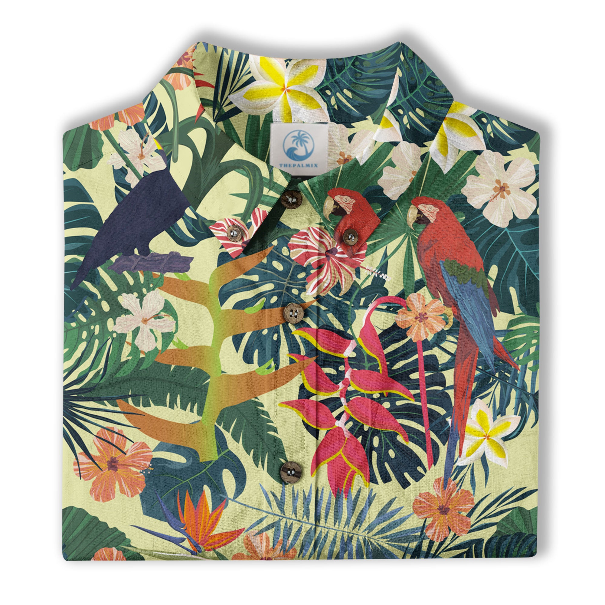 Vintage Parrots Hawaii Shirt for Men, Aloha Pattern Hawaii Shirt - The Palmix