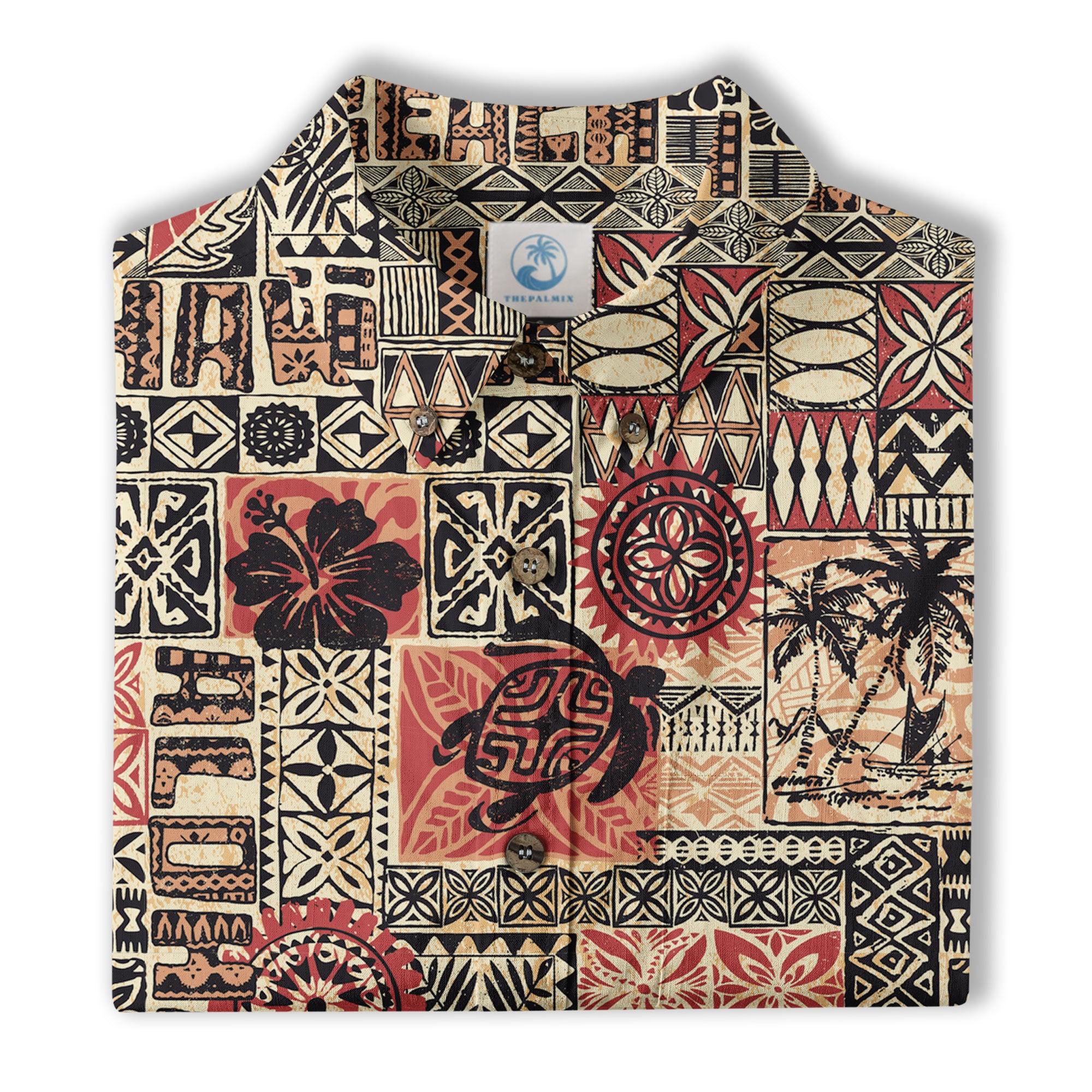 Hawaiian Tapa Style Tribal Pattern Shirt - The Palmix