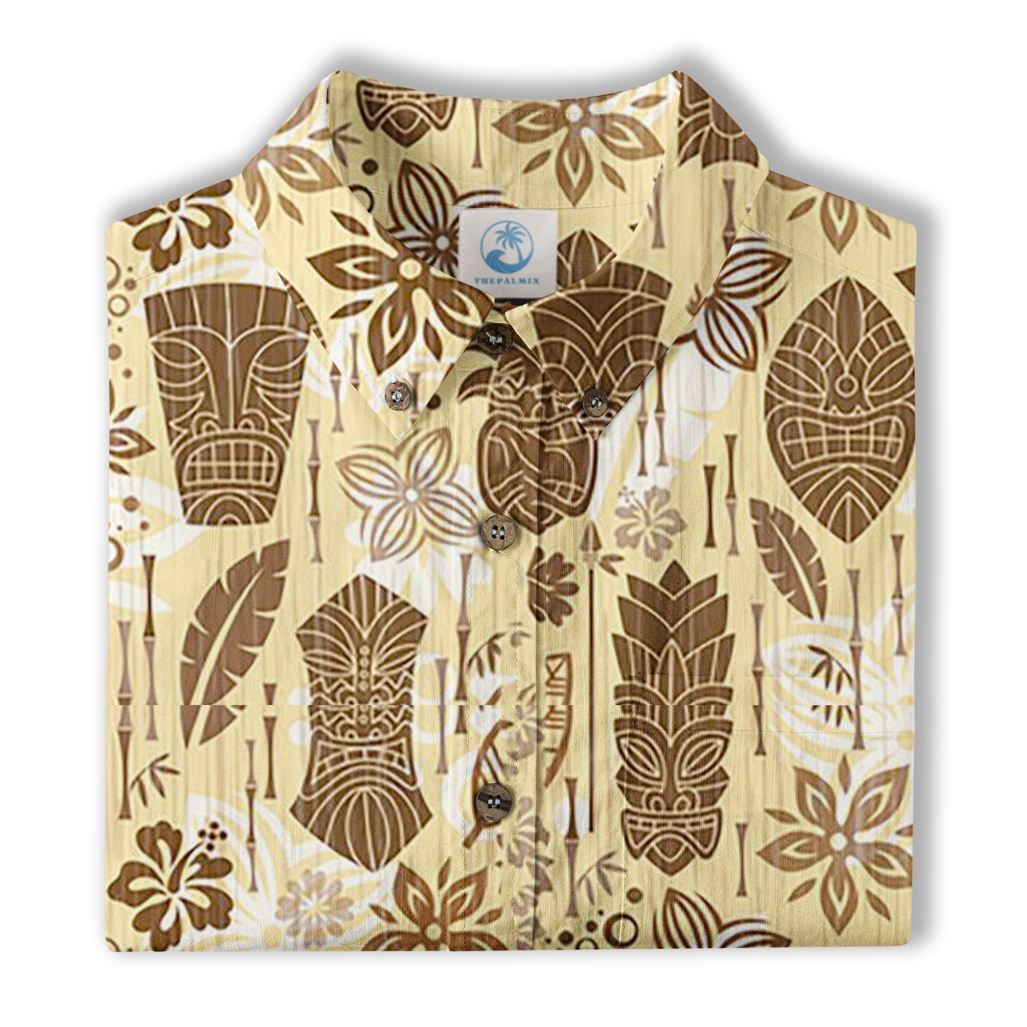 Surfing Tiki Mask Pattern Hawaii Shirt for Men, Tiki Mask Hawaiian Shirt - The Palmix