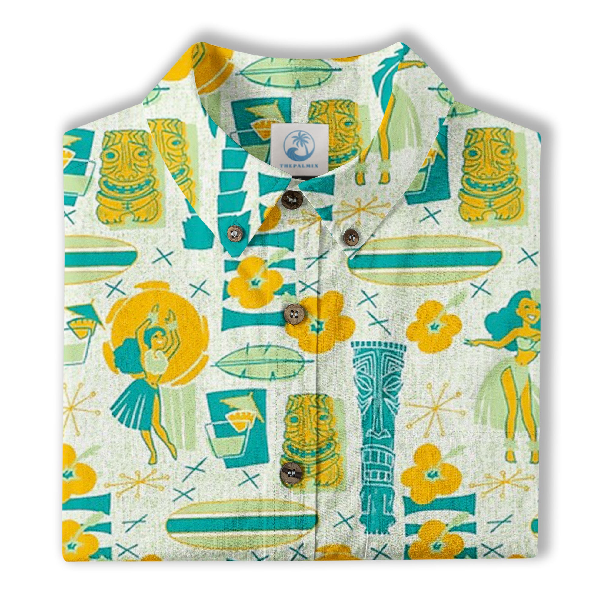 Surfing Tiki Mask Pattern Hawaii Shirt for Men, Tiki Mask Hawaiian Shirt - The Palmix
