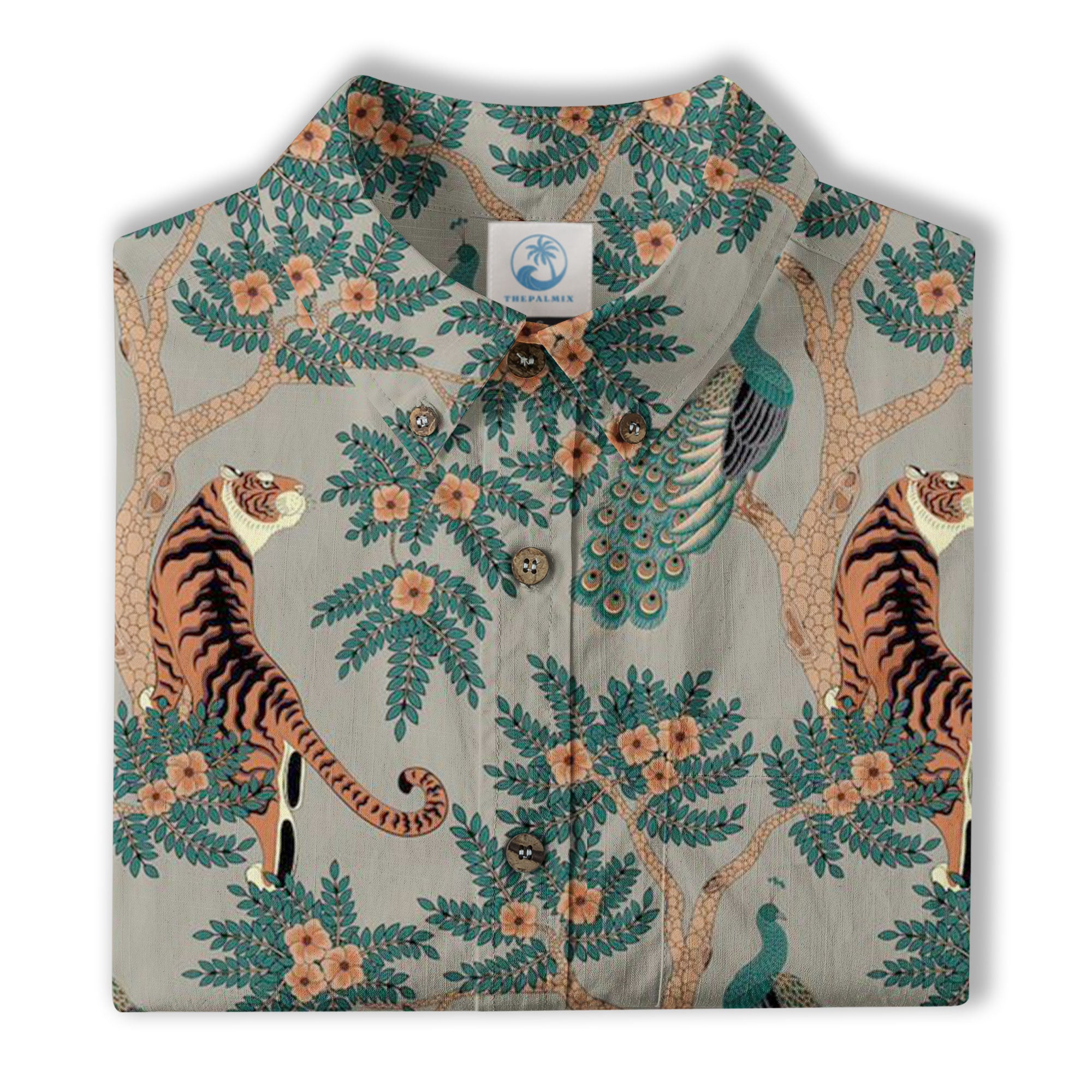 Tiger And Peacock Jungle Aloha Hawaiian Shirt - The Palmix