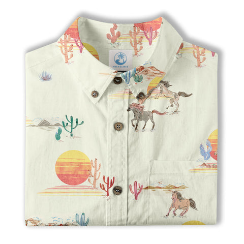 Horses Running Desert Western Hawaiian Shirt Desert Summer Beach Aloha Shirt - The Palmix