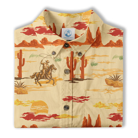 Horses Running Desert Western Hawaiian Shirt Desert Summer Beach Aloha Shirt - The Palmix