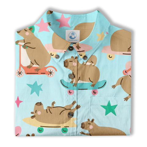 Tropical Capybara Hawaiian Shirt Aloha Funny Beach Capybara Shirt - The Palmix