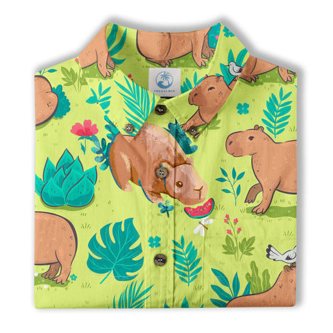 Tropical Capybara Hawaiian Shirt Aloha Funny Beach Capybara Shirt - The Palmix