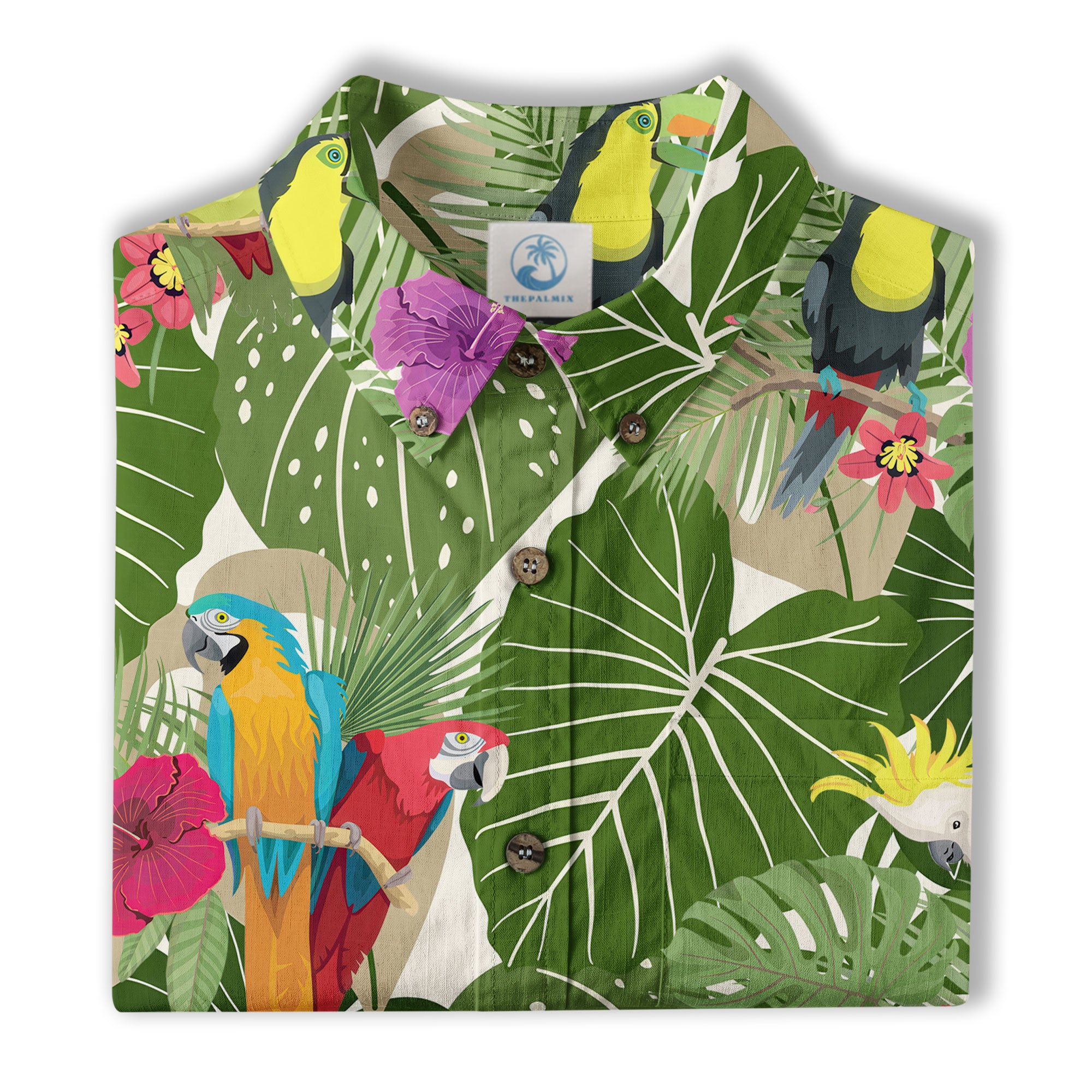 Vintage Tropical Parrots Butterfly Hawaiian Shirt Colorful Garden Flowers Shirt - The Palmix