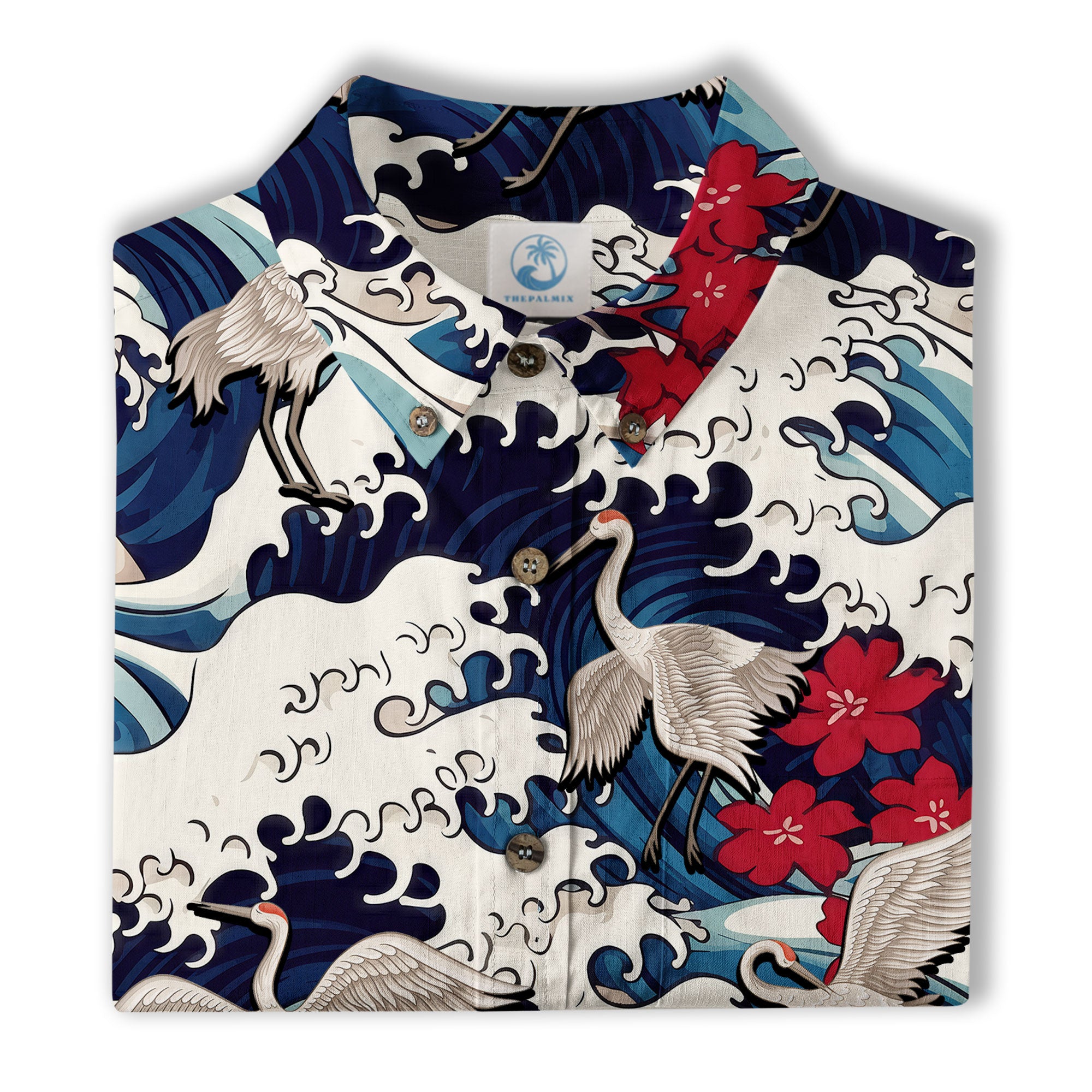 Crane Sakura Japanese Hawaiian Shirt Ocean Wave Koi Carp Fish Hawaiian - The Palmix