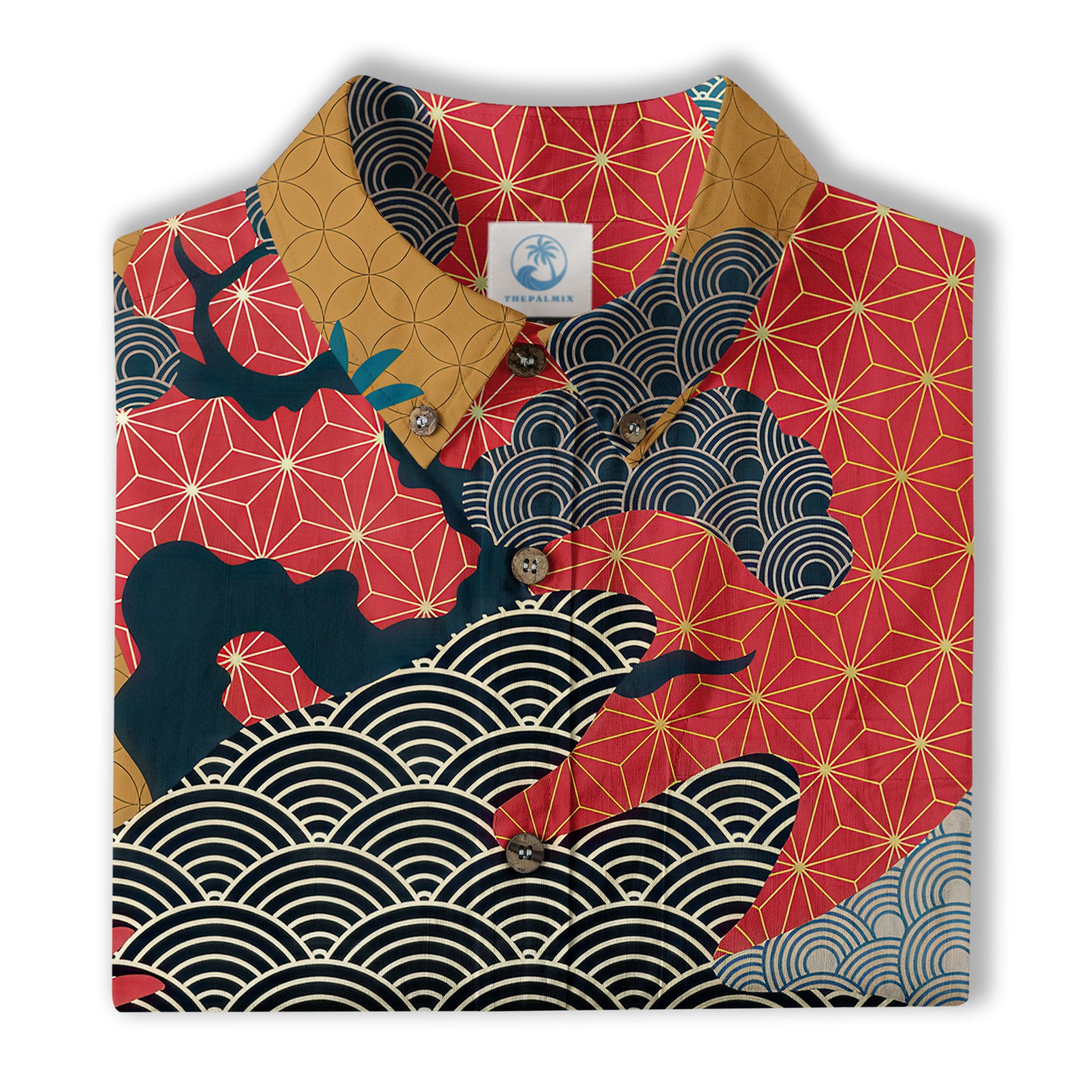 Crane Sakura Japanese Hawaiian Shirt Ocean Wave Koi Carp Fish Hawaiian - The Palmix