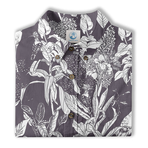 Tropical Birds in Exotic Flowers Wildlife and Plants Floral Colorful Shirt - The Palmix