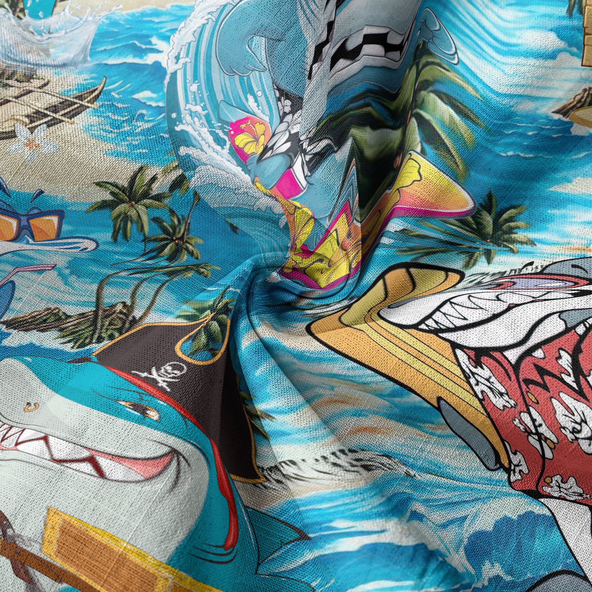 Funny Sharks Aloha Hawaiian Shirt, Ocean Shark Aloha Hawaiian Shirt - The Palmix
