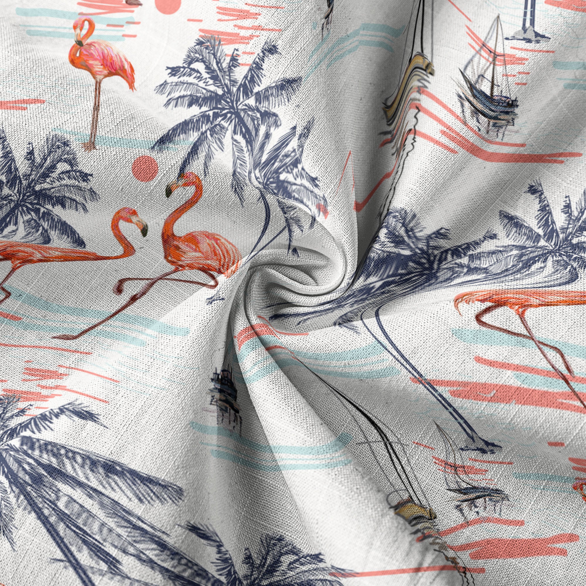 Hawaiian Flamingo & Coconut Tree Print Hawaii Shirt - The Palmix